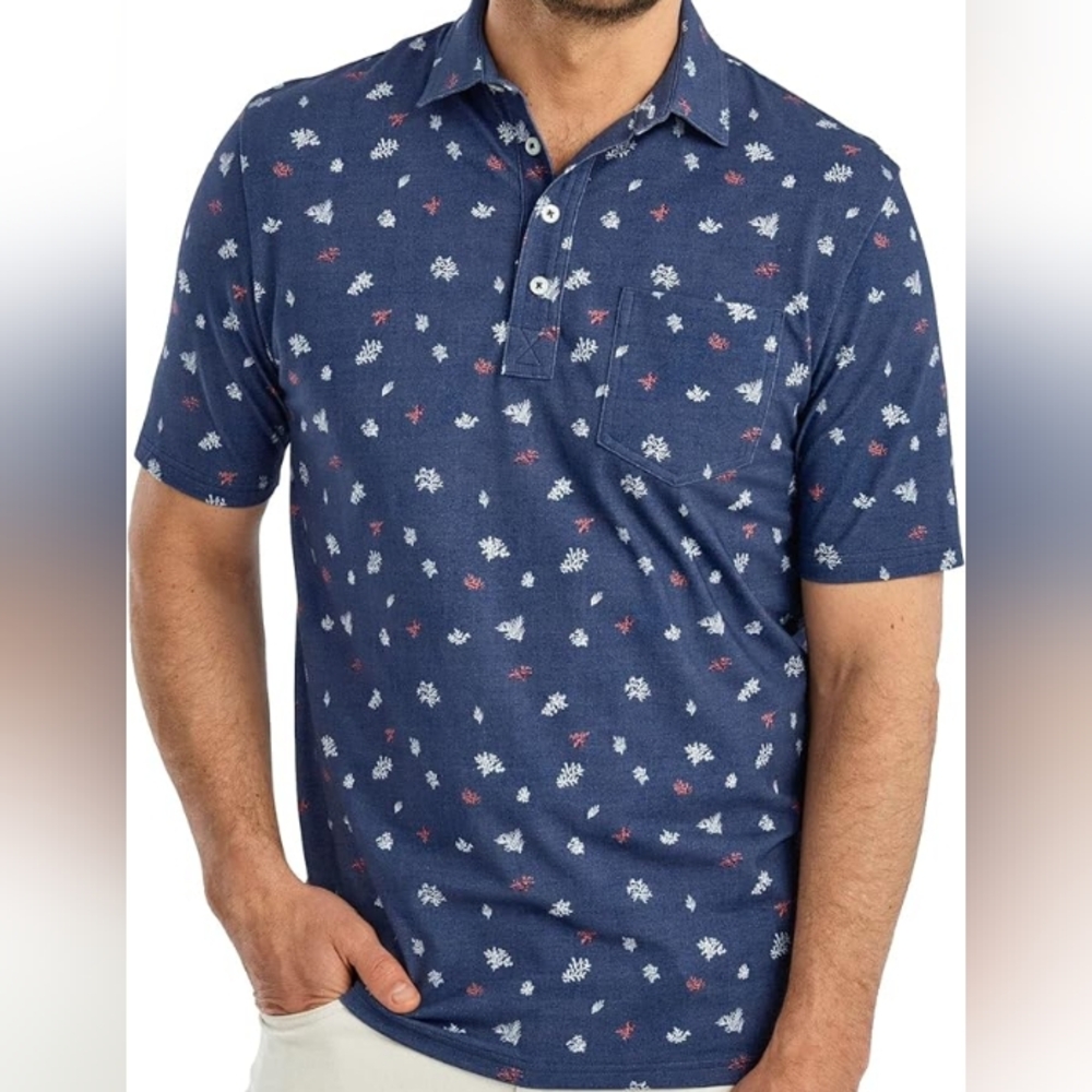 Johnnie-O Men's Original Bosworth Polo Shirt Oceanside 🪸 Print NEW Size Large